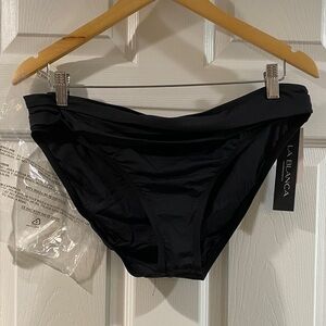 La Blanca Fold-Over Black Bikini Bottoms - Size 14